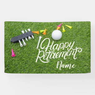 Banderoles Golf heureux retraite avec boule sur vert