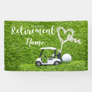 Banderoles Golf heureux retraite avec voiturette