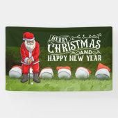 Banderoles Golf Joyeux Noël Père Noël sur vert amusant (Horizontal)
