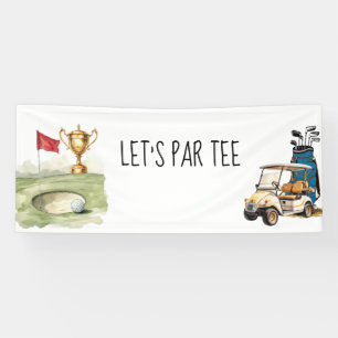 Banderoles Golf Let's Par tee avec drapeau de golf sur fond v