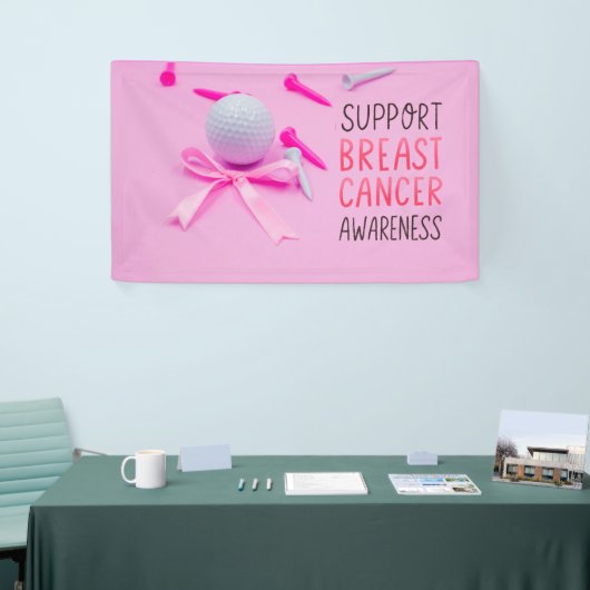 Banderoles Golf sensibilisation au cancer du sein thème rose (Salon professionnel)