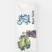 Banderoles Golfeur 75e anniversaire avec golf Bag sur terrain (Vertical)