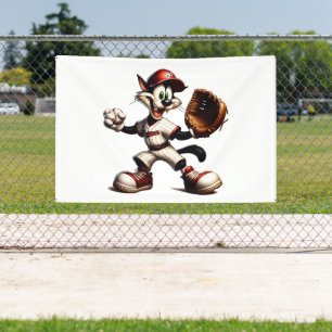 Banderoles Goofy Cat Baseball Pitcher Monte