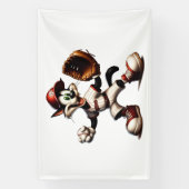 Banderoles Goofy Cat Baseball Pitcher Monte (Verticale)
