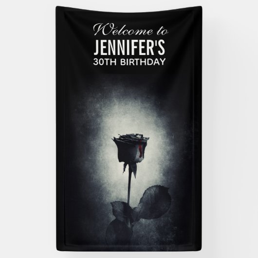 Banderoles Goth Rose noir goutte de sang Macabre Anniversaire (Vertical)