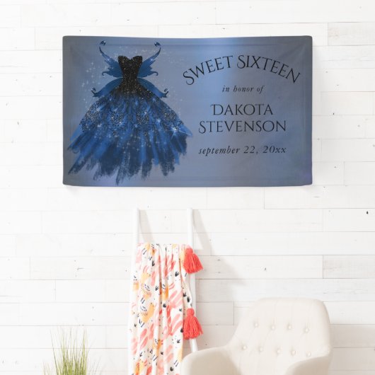 Banderoles Gothique Fairy Navy Gown | Fleur bleue de Cobalt p (En situation)