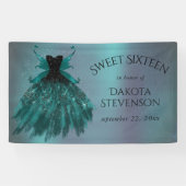 Banderoles Gothique Fairy Turquoise Gown | Fleur verte profon (Horizontal)