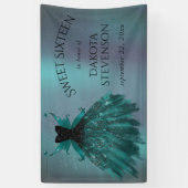 Banderoles Gothique Fairy Turquoise Gown | Fleur verte profon (Vertical)