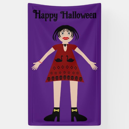 Banderoles Gothique Halloween Vampire Lady Custom (Vertical)