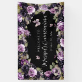 Banderoles Gothique violet et noir Moody Florals Quinceañera (Vertical)