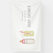 Banderoles Goûter de bienvenue, Bienvenue Bébé Fille, Fête no (Vertical)