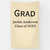 Banderoles Grad bold letter name class of 20XX yellow pastel  (Vertical)
