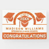 Banderoles Grad Glam Orange Casquette Félicitations (Horizontal)