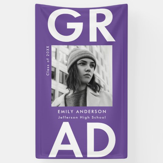 Banderoles Grad Grad Purple Photo Graduation (Vertical)