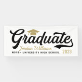 Banderoles Graduate 2025 Gold Black Script Graduation personn (Horizontal)