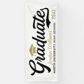 Banderoles Graduate 2025 Gold Black Script Graduation personn (Vertical)