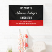 Banderoles Graduate Gras Script Black Red Welcome (En situation)