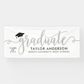 Banderoles Graduate moderne Argent Script Graduation Party (Horizontal)