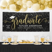 Banderoles Graduate moderne Gold Script Black Graduation Part