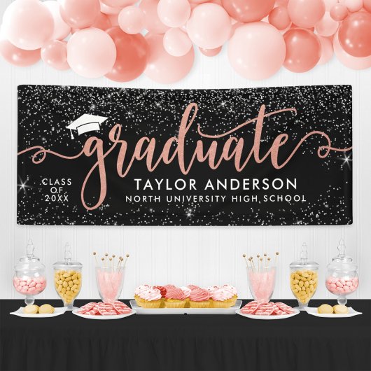Banderoles Graduate moderne Rose Gold Script Graduation