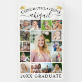 Banderoles Graduation 15 Photo Collage Script Casquette d'or (Vertical)