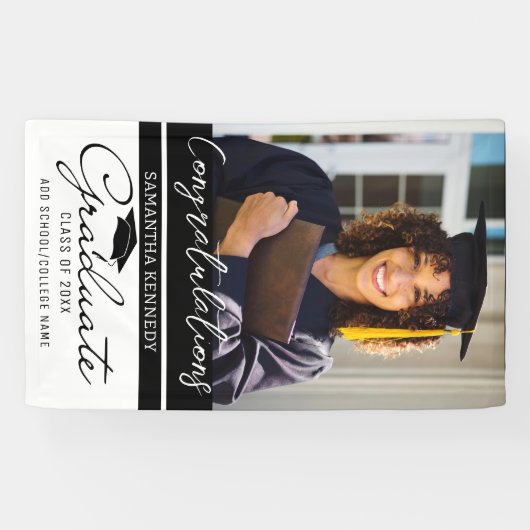 Banderoles Graduation 1 Photo Félicats Graduate 2023 Noir (Horizontal)
