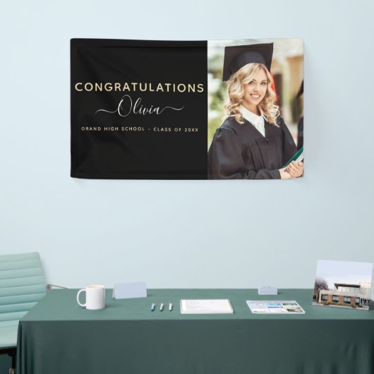 Banderoles Graduation 2022 Black Gold High School College (Salon professionnel)