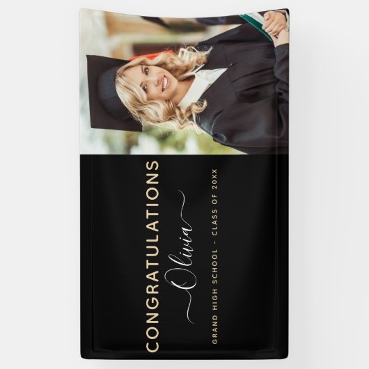 Banderoles Graduation 2022 Black Gold High School College (Vertical)