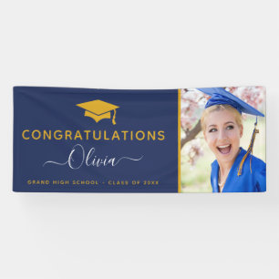 Banderoles Graduation 2022 Marine Blue Gold High School Colle