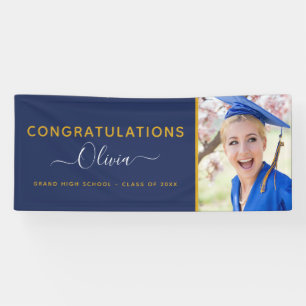 Banderoles Graduation 2022 Marine Blue Gold High School Colle