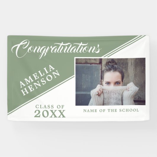 Banderoles Graduation 2022 Pastel Green Graduate Photo (Horizontal)