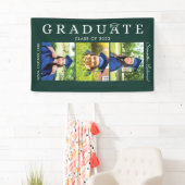 Banderoles Graduation 2025 Grad photo vert et blanc (En situation)