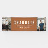 Banderoles Graduation 2 photo chic terre cuite fête moderne (Horizontal)