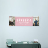 Banderoles Graduation 2 photo rose et blanc fête moderne (Salon professionnel)
