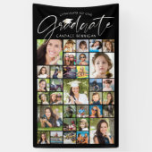 Banderoles Graduation 33 Photo Collage Script noir blanc (Vertical)