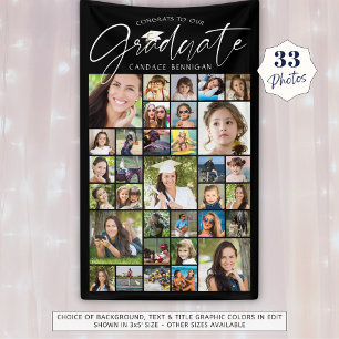Banderoles Graduation 33 Photo Collage Script noir blanc