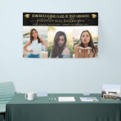 Banderoles Graduation 3 Photo Élégant Script Black Gold (Salon professionnel)