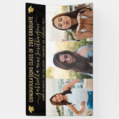 Banderoles Graduation 3 Photo Élégant Script Black Gold (Vertical)