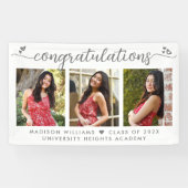 Banderoles Graduation 3 Photo Moderne Gris Calligraphie Coeur (Horizontal)