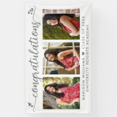 Banderoles Graduation 3 Photo Moderne Gris Calligraphie Coeur (Vertical)
