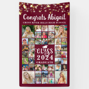 Banderoles Graduation 42 Photo Collage Maroon Classe Année