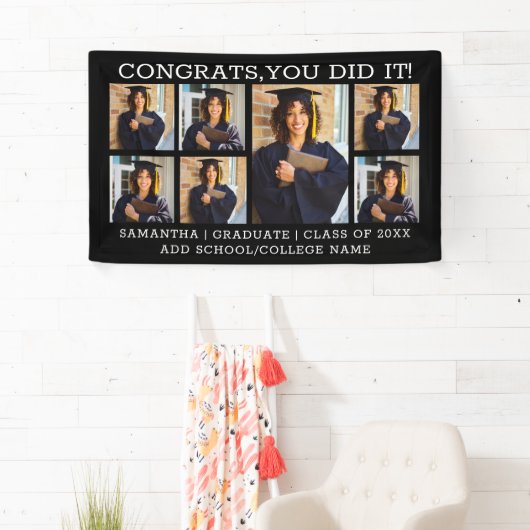 Banderoles Graduation 7 Photo Collage Félicats Grad 2023 (En situation)