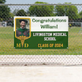 Banderoles Graduation à l'école Médicale Green & Gold (En situation)