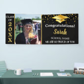 Banderoles Graduation Black & Gold Custom Photo Class Of 2025 (Salon professionnel)