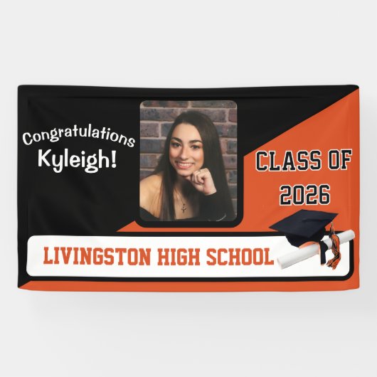 Banderoles Graduation Black & Orange (Horizontal)