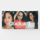 Banderoles Graduation blanc néon multi photo moderne fête (Horizontal)