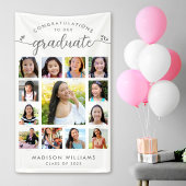 Banderoles Graduation blanche K-12 Modern Script Photo Collag