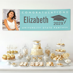 Banderoles graduation bleu turquoise 1 photo moderne type gra