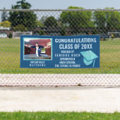 Banderoles Graduation Blue Opal 1 Photo Félicitations (En situation)