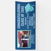 Banderoles Graduation Blue Opal 1 Photo Félicitations (Vertical)